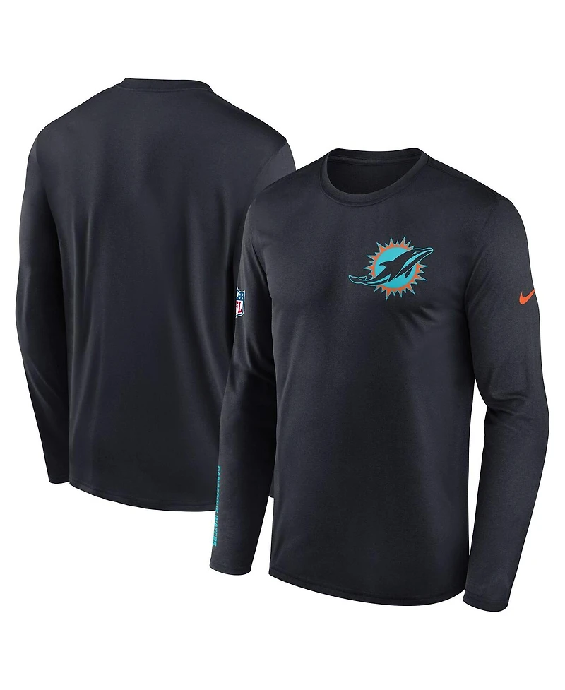 Nike Men's Pitch Blue Miami Dolphins 2025 Rivalries Collection Sideline Legend Dri-fit Long Sleeve T-Shirt
