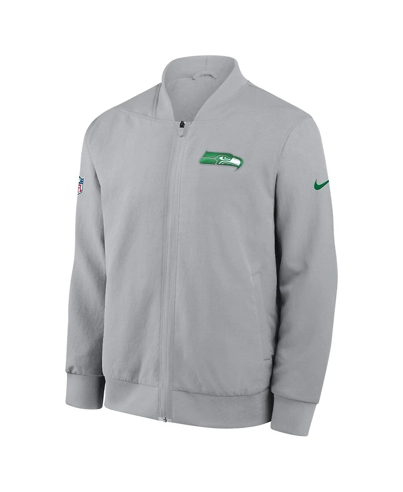Nike Men's Wolf Gray Seattle Seahawks 2025 Rivalries Collection Sideline Full-Zip Bomber Jacket