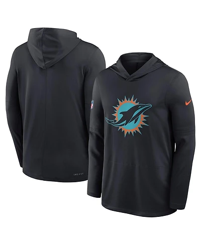 Nike Men's Pitch Blue Miami Dolphins 2025 Rivalries Collection Sideline Dri-fit Long Sleeve Hoodie T-Shirt