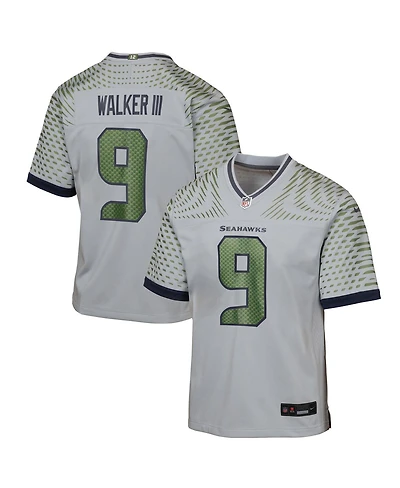 Nike Big Boys and Girls Kenneth Walker Iii Wolf Gray Seattle Seahawks 2025 Rivalries Collection Game Jersey