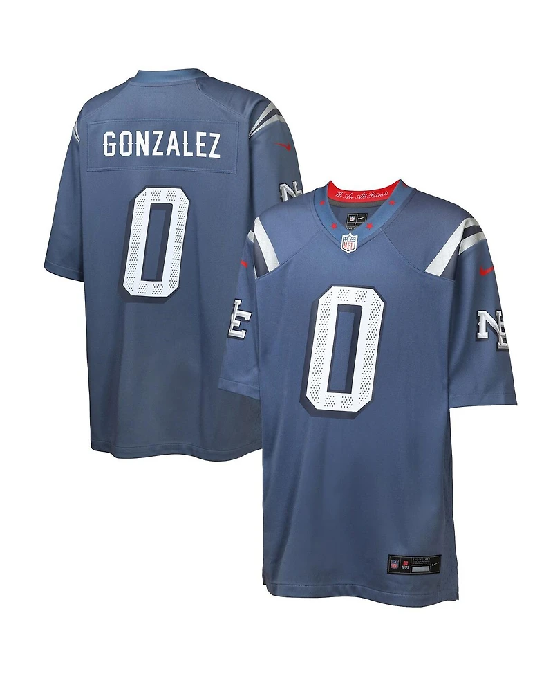 Nike Big Boys and Girls Christian Gonzalez Storm Blue New England Patriots 2025 Rivalries Collection Game Jersey