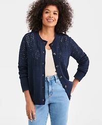 Style & Co Women's Pointelle Crewneck Cardigan, Macy's Exclusive