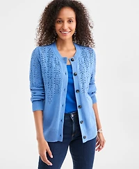Style & Co Women's Pointelle Crewneck Cardigan, Macy's Exclusive