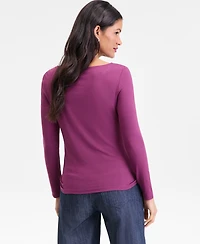 I.n.c. International Concepts Women's Open-Neck Placed-Pleat Top, Macy's Exclusive