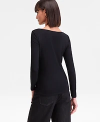 I.n.c. International Concepts Women's Long-Sleeve Boat-Neck Knit Top, Macy's Exclusive