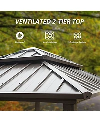 Clihome 8.1-ft x 5.97-ft Grill Gazebo Gray with Hardtop Roof