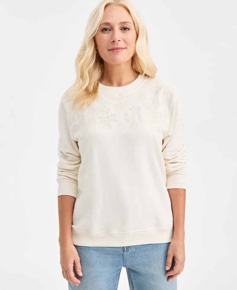Style & Co Petite Mirror Embellished Crewneck Sweatshirt, Macy's Exclusive