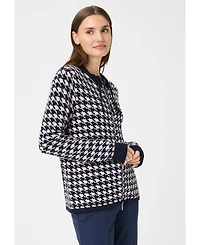 Olsen Women's Houndstooth Zip Front Cardigan
