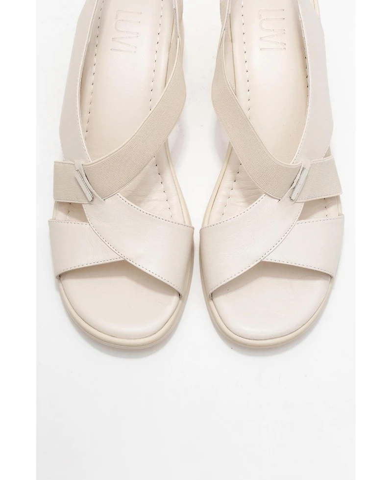 Forever & Always Shoes Crina Elasticated Leather Chunky Heel Sandal (Women)