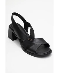 Forever & Always Shoes Crina Elasticated Leather Chunky Heel Sandal (Women)