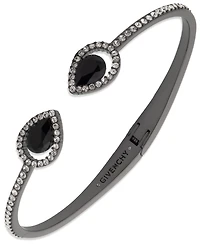 Givenchy Rhodium Glass Stone Silver-Tone Pear Cuff Bracelet