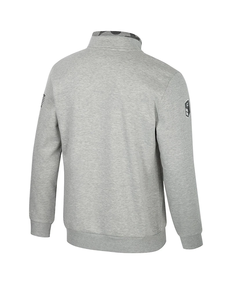 Colosseum Men's Heather Gray Michigan State Spartans Oorah Oht Military Appreciation Fleece Quarter-Zip Jacket