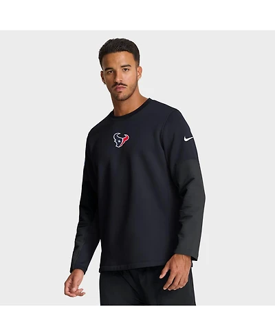 Nike Men's Navy Houston Texans Sideline Coach Therma-fit Long Sleeve T-Shirt