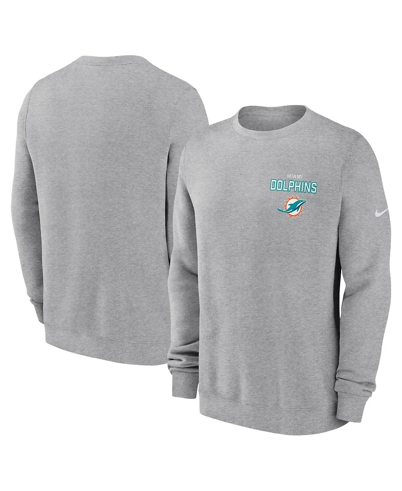 Nike Men's Heather Gray Miami Dolphins Primetime Club Fleece Pullover Sweatshirt