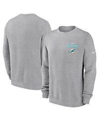 Nike Men's Heather Gray Miami Dolphins Primetime Club Fleece Pullover Sweatshirt