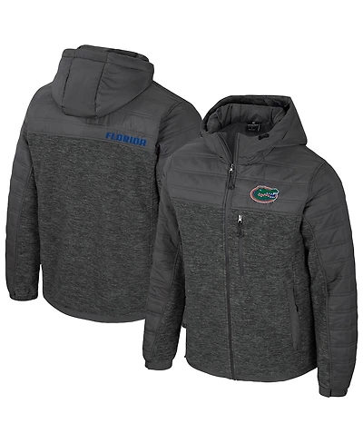 Colosseum Men's Charcoal Florida Gators Nightman Full-Zip Hoodie Puffer Jacket
