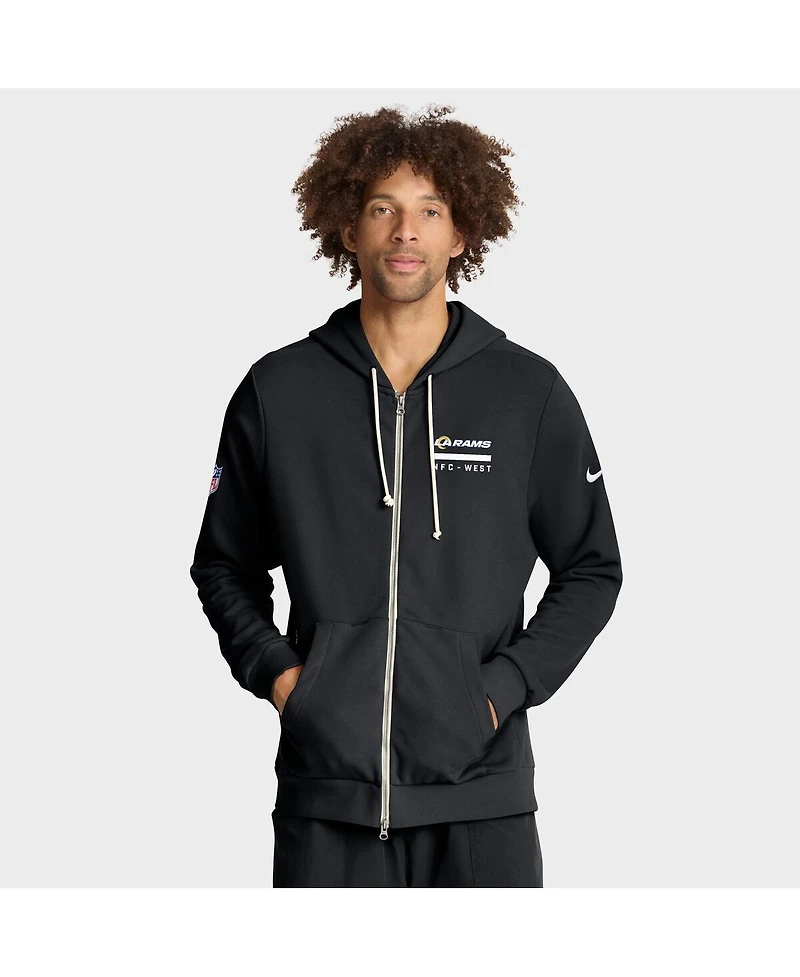 Nike Men's Black Los Angeles Rams Sideline Standard Issue Utility Player Dri-fit Full-Zip Hoodie