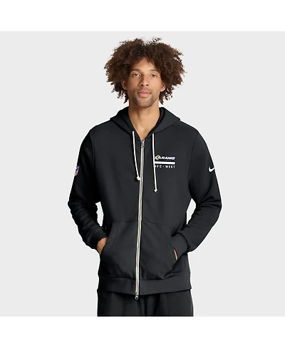 Nike Men's Black Los Angeles Rams Sideline Standard Issue Utility Player Dri-fit Full-Zip Hoodie