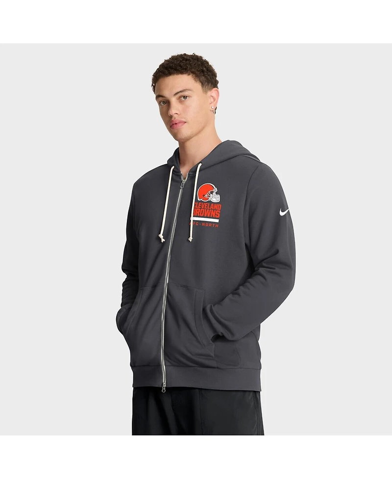 Nike Men's Anthracite Cleveland Browns Sideline Standard Issue Utility Player Dri-fit Full-Zip Hoodie