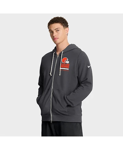 Nike Men's Anthracite Cleveland Browns Sideline Standard Issue Utility Player Dri-fit Full-Zip Hoodie