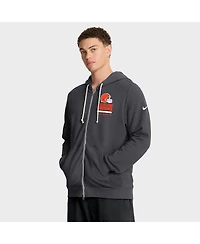 Nike Men's Anthracite Cleveland Browns Sideline Standard Issue Utility Player Dri-fit Full-Zip Hoodie