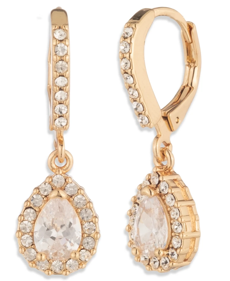 Givenchy Cubic Zirconia Gold-Tone Teardrop Drop Earrings