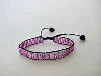 Breast Cancer Awareness Handmade Beaded Bracelet – Pink with White Hope