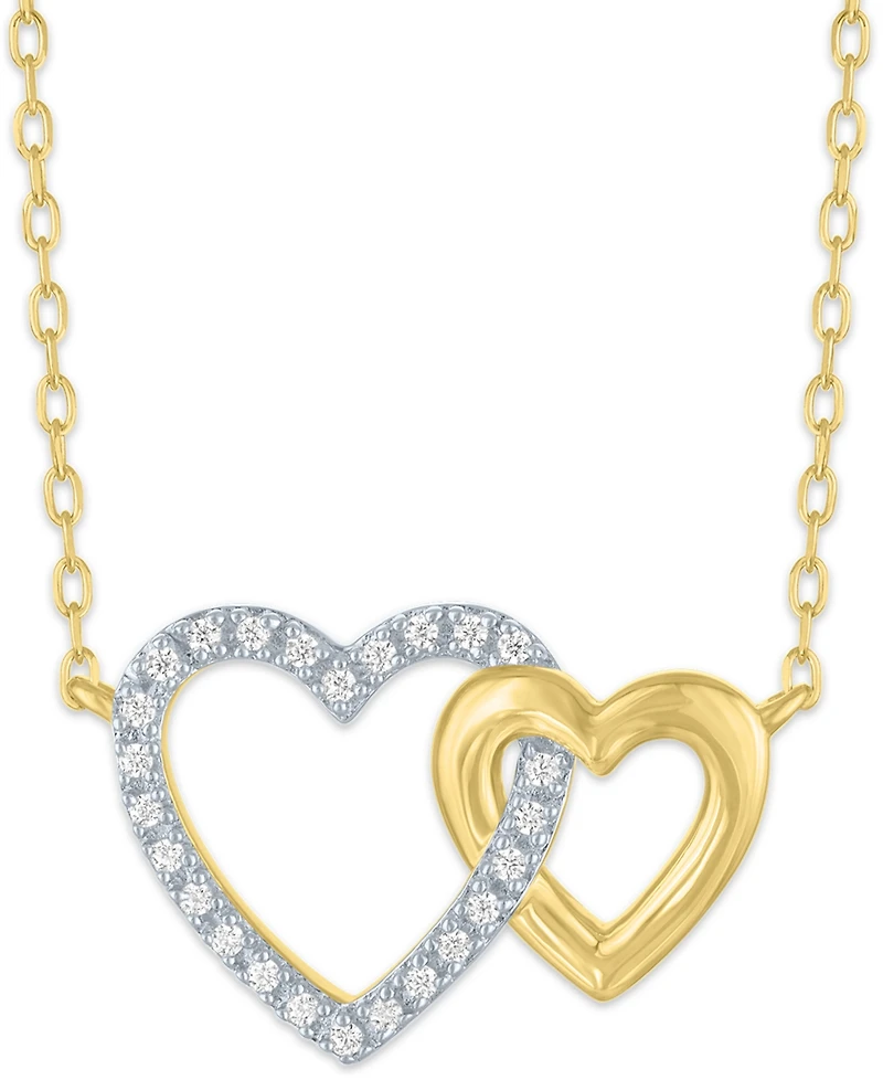 Macy's 2-Pc. Diamond Pendant Necklace and Earrings Set (1/6 ct. t.w.) in 14k Yellow Gold Over Sterling Silver