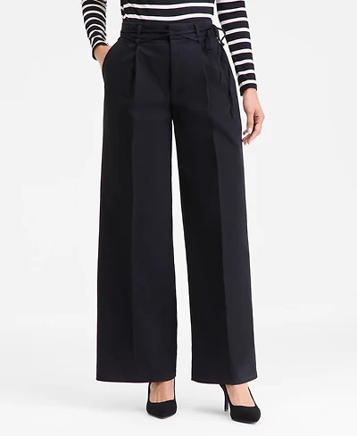 I.n.c. International Concepts Women's Cotton Blend High-Rise Wide-Leg Pants, Macy's Exclusive