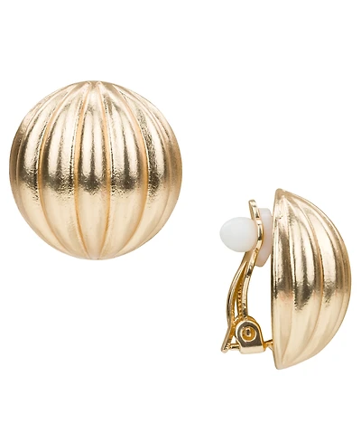 Patricia Nash Scalloped Bead Matte Gold-Tone Button Clip Earrings