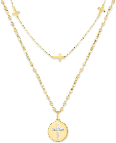 Macy's 2-Pc. Diamond Necklace Set (1/10 ct. t.w.) in 14K Yellow Gold Over Sterling Silver