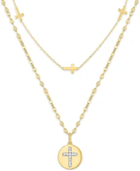 Macy's 2-Pc. Diamond Necklace Set (1/10 ct. t.w.) in 14K Yellow Gold Over Sterling Silver