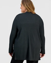 Jones New York Plus Size Sutton Open-Front Ribbed Knit Cardigan
