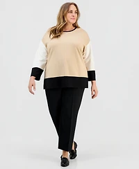 Jones New York Plus Colorblock Dolman-Sleeve Top
