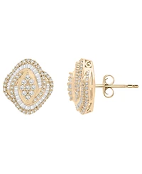 Wrapped in Love Diamond Round (0.76 ct. t.w.) and Baguette (0.24 ct. t.w.) Cluster Earrings in 14K Yellow Gold