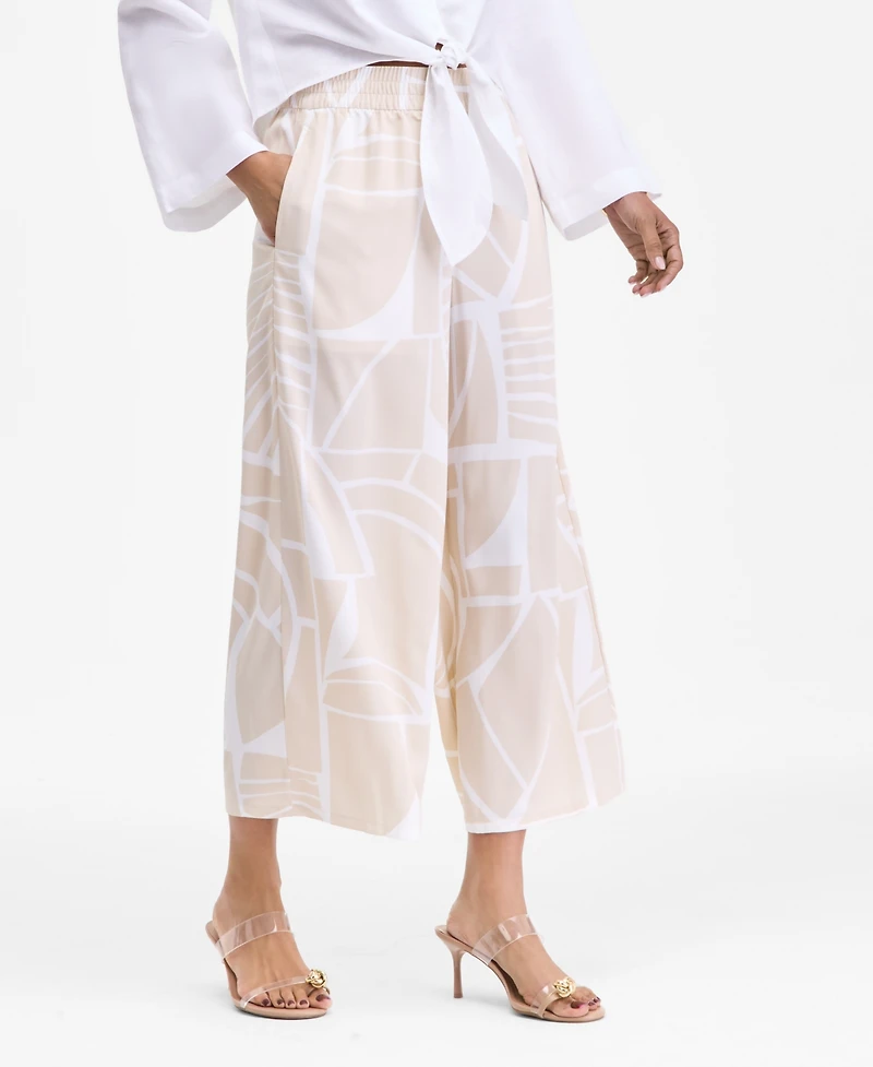 I.n.c. International Concepts Women's Printed Pull-On Wide-Leg Pants, Macy's Exclusive