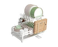 Skonyon 2-Tier Detachable Stainless Steel Dish Drying Rack with Cutlery Box and Cup Holder