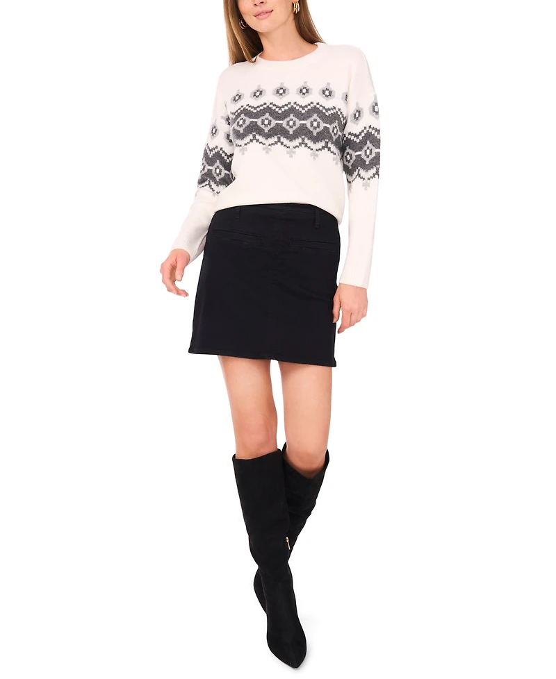 Vince Camuto Women's Fair Isle Crew Neck Sweater