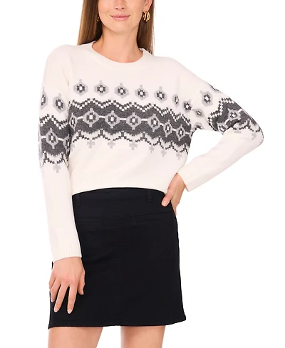 Vince Camuto Women's Fair Isle Crew Neck Sweater