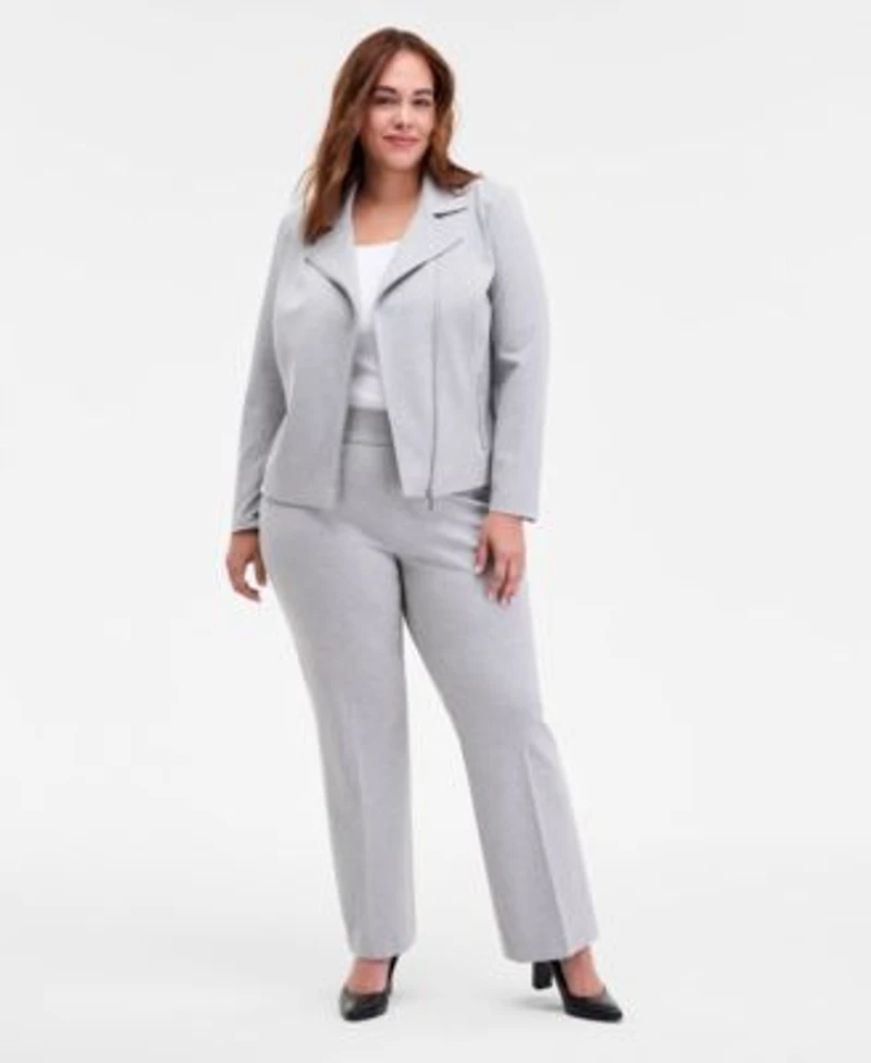 Anne Klein Plus Size Moto Jacket High Rise Pull On Pants