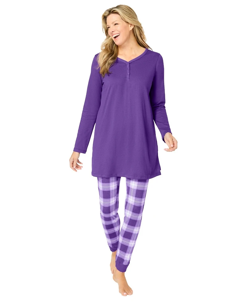 Only Neccessities Women's Necessities Henley Tunic & Jogger Pj Set