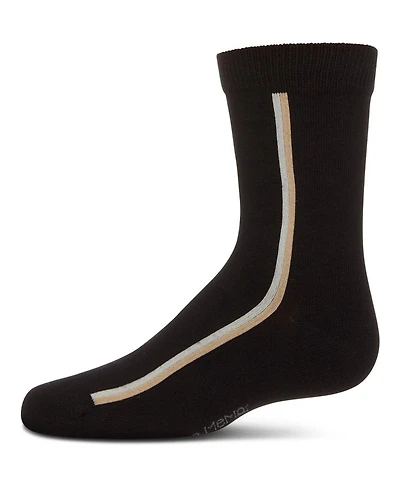 MeMoi Boys Dual-Stripe Cotton-Rich Fine-Gauge Crew Sock