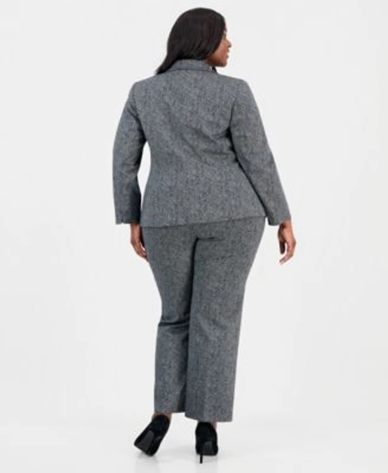 Kasper Plus Size Herringbone Single Button Blazer Pants