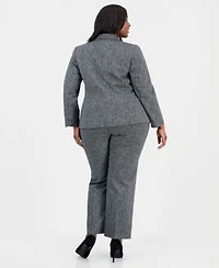 Kasper Plus Size Herringbone Single Button Blazer Pants