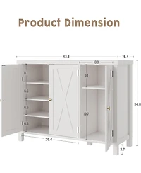 Shoe Cabinet with Doors, Farmhouse 35'' Shoe Storage Cabinet,4-Tier Entryway Shoe Storage, Large Shoe Organizer Cabinet for Living Room Hallway,White
