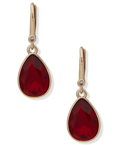 Dkny Emerald & Ruby Teardrop Gold-Tone Earrings