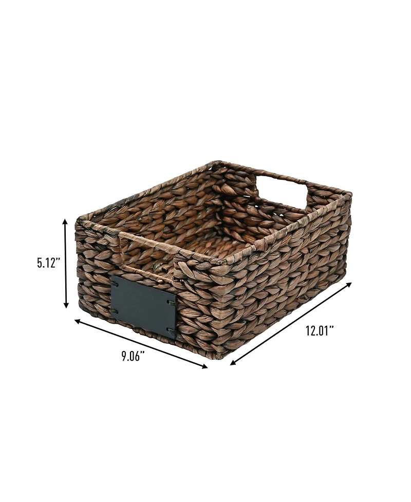 12" Hand-Woven Hyacinth Pantry Baskets with Chalkboard Labels and Handles (Set of 4)