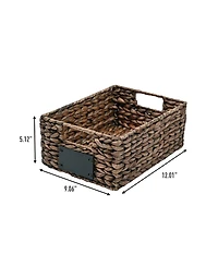 12" Hand-Woven Hyacinth Pantry Baskets with Chalkboard Labels and Handles (Set of 4)
