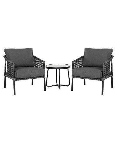 3 Pieces All-Steel Wicker Chat Set