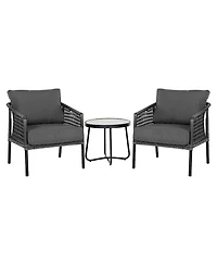 3 Pieces All-Steel Wicker Chat Set
